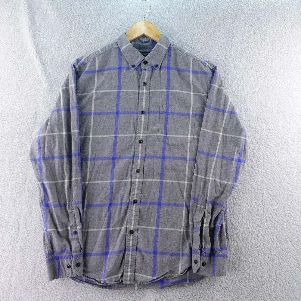 Banana Republic Mens L Luxe Flannel Camden Fit Plaid Button Down Outdoor Hiking